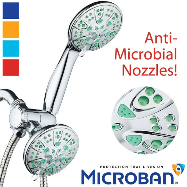 AquaDance Antimicrobial 30 setting Handheld Handle Shower Head Combo w/ Microban